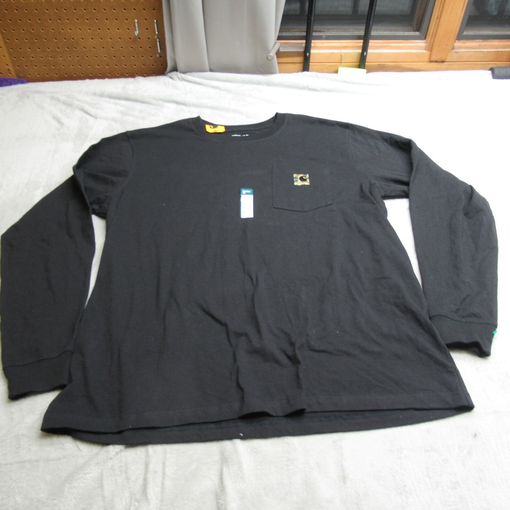 Carhartt Shirt Mens XL Black Long Sleeve Pocket Loose Fit Breathable NEW‎